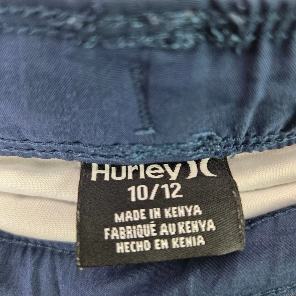 Hurley Boys Board Shorts Swim Trunks 10/12 Blue Neon Stripe Elastic Waist 7